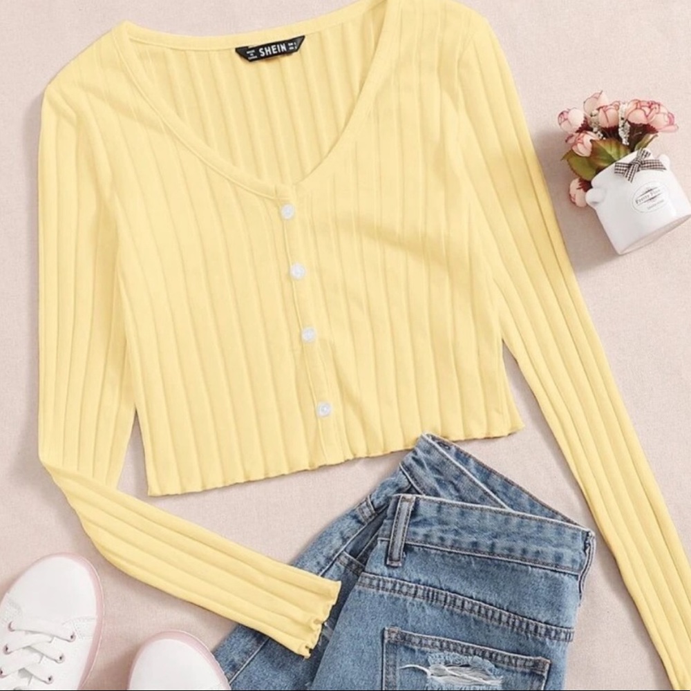shein yellow longsleeve